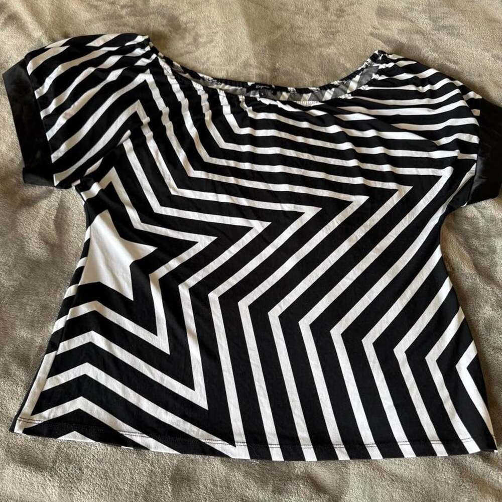 Express Black and White Star Patterned Top